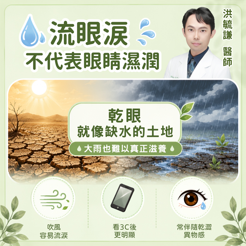 眼睛一直流眼淚，也可能是乾眼症！