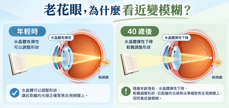 老花眼，為什麼看近變模糊
