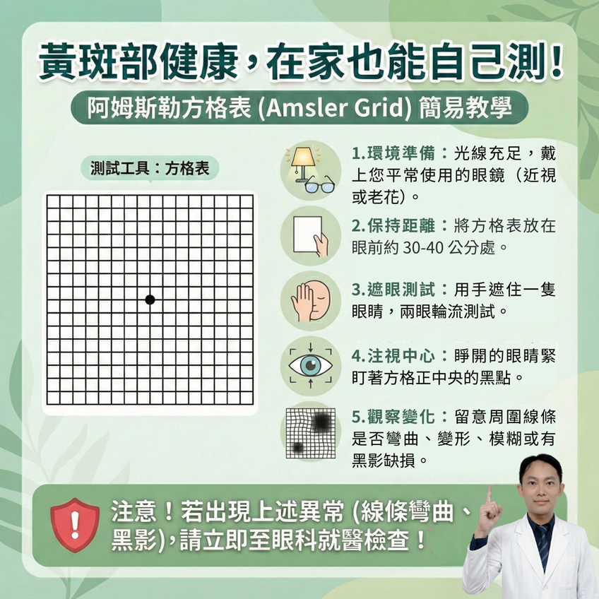 黃斑部健康，在家也能自己測！阿姆斯勒方格表(Amsler Grid)簡易教學